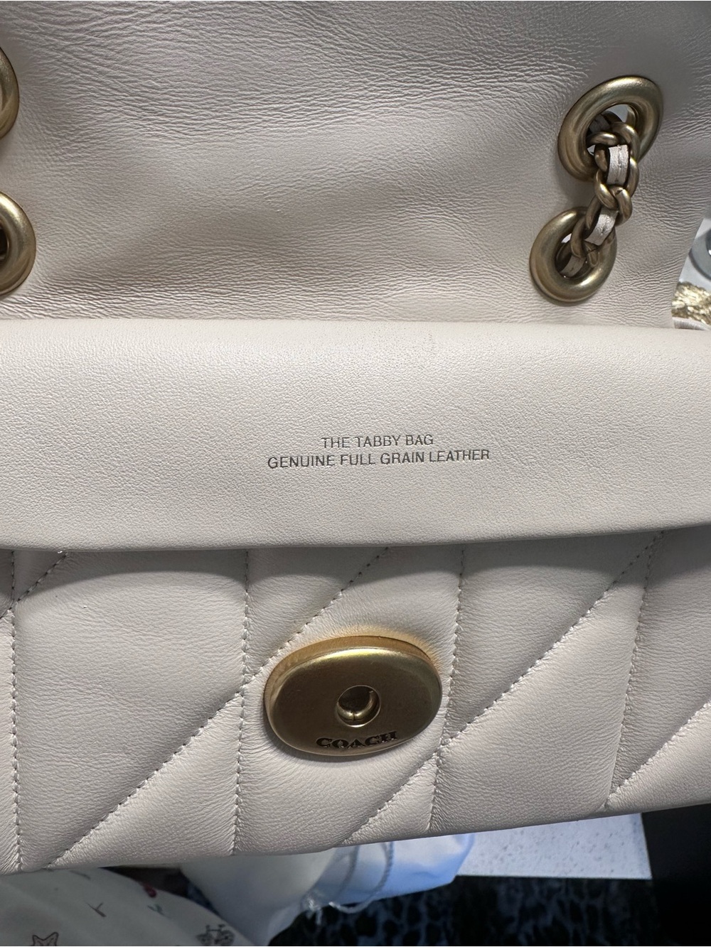 Coach Tabby Shoulder Bag 20 in Chalk with Gold Hardware - Picture 7 of 8